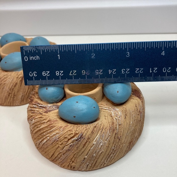 A Pair Vintage Serrv Candle Holder Eggs On Nest Made in Peru - Picture 10 of 12